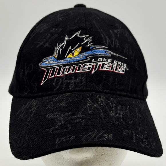 Lake Erie Monsters Hockey Autographed Hat OSFM Strapback Sportswear Black Cap - Picture 1 of 11